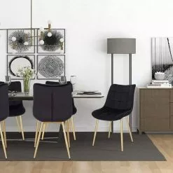 EUGAD Esszimmerstuhl, 4er-Set Küchenstühle Wohnzimmerstuhl mit Rückenlehne, Samt Sitzfläche, Gold Beine Grau Dunkelgr&uuml;n, Rosa, Schwarz -Eugad Möbel Einkaufen 3bd70542 bbec 5d64 b0b0 5e7e00e94307