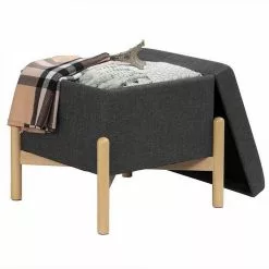 EUGAD Sitzhocker, Polsterhocker Sitztruhe bis 150kg belastbar, mit Stauraum, Deckel Abnehmbar Holzbeine Dunkelgrau Hellgrau -Eugad Möbel Einkaufen 3c0a372e 6d0c 5aa5 8da7 333e8f261ae7