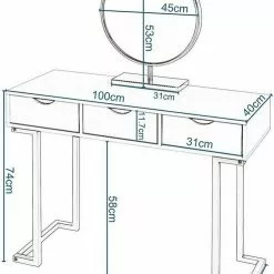 EUGAD Schminktisch (1-St), Schminktisch Frisiertisch Kommode mit Spiegel modern Kosmetiktisch mit 3 Schubladen Weiß-Rosa-Golden -Eugad Möbel Einkaufen 3cff923a 8e99 55b1 841b 5d80588a5522