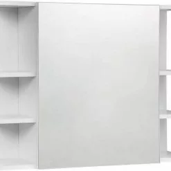 EUGAD Spiegelschrank Badezimmerspiegel Hängeschrank mit 8 Ablagen mit Tür Weiß