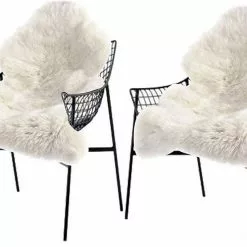 Teppich, EUGAD, 2er-Set Faux Lammfell Kunstfell Bettvorleger 60x90cm Weiß