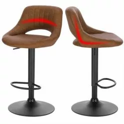 EUGAD Barhocker (2 St), 2er-Set 360° drehbar stufenlos höhenverstellbar mit Rückenlehne aus Kunstleder und Stahl Dunkelbraun Anthrazit, Grau -Eugad Möbel Einkaufen 3f2b3491 c971 5be9 acf5 04beb3febb4b