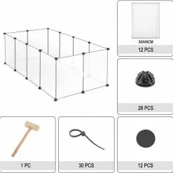 EUGAD Freigehege, Freigehege für Kaninchen Hasen Meerschweinchen Welpenauslauf DIY, 12 Platten 145 x 75 x 46 cm Grau, Schwarz, Transparent, Weiß -Eugad Möbel Einkaufen 3f40263b c2ec 43eb 9676 57337fcab150
