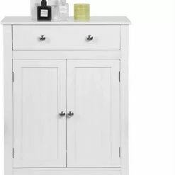 EUGAD Badkommode, Badezimmerschrank, 2 Türen, 1 Schubkasten, mit verstellbare Regalebene, MDF, Weiß -Eugad Möbel Einkaufen 43ec4e02 04b0 5151 a882 d0c9f3e248d5