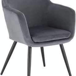 EUGAD Polsterstuhl (1 Stück), Küchenstuhl Samt Stuhl Sessel mit Armlehne, Metallbeine, für Esszimmer Wohnzimmer, Schwarz Dunkelgrau -Eugad Möbel Einkaufen 44a13b96 6ce2 4f4a 91c5 d4e6101e7ff5