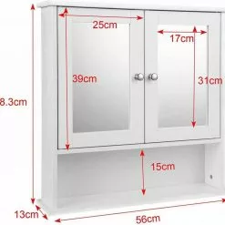 EUGAD Spiegelschrank Hängeschrank mit Ablage mit Ablage Schminkschrank aus Holz 56 x 58 x 13 cm weiß -Eugad Möbel Einkaufen 44c9912a 8b3a 5223 92cf 56271db67fe6