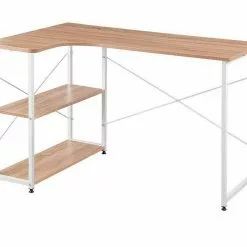 EUGAD Schreibtisch, PC-Tisch Bürotisch Arbeitstisch mit Bücherregal Holz 120x74x71,5 cm Hell Eiche Holz Vintage, Weiß+Hell Eiche -Eugad Möbel Einkaufen 44d6a44a b728 58b7 a5d2 7a2e2bbf2472