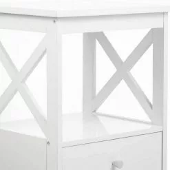 EUGAD Nachttisch, Beistelltisch Nachtschrank Nachtkommode Sofatisch aus MDF mit Schublade und Ablage für Schlafzimmer oder Wohnzimmer Weiß -Eugad Möbel Einkaufen 44e4e0c9 0cec 5bcc a29e 5bf974266989