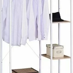 EUGAD Kleiderständer, Garderobenständer Hängeregal mit Schuhregal Holz Metall Schwarz-Hell Eiche Schwarz-Vintage, Weiß-Eiche -Eugad Möbel Einkaufen 44fb7bd1 05ea 5ce1 97bd 32517dec4e39