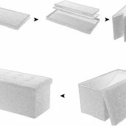 EUGAD Sitzhocker, Fußhocker Sitzbank mit Stauraum Deckel Abnehmbar Leinen Dunkelgrau Beige, Cremeweiß -Eugad Möbel Einkaufen 451ed357 cb12 57e6 99ff f08a18ddb21a
