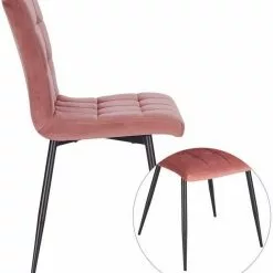 EUGAD Esszimmerstuhl (4 Stück), Polsterstuhl Wohnzimmerstuhl Samtstuhl Sessel mit Rückenlehne, Metallbeine, Sitzfläche aus Samt, Blau Creme, Dunkelgrau, Hellgrau, Rosa -Eugad Möbel Einkaufen 456a94eb 96b6 47f5 a353 af30fd95a205