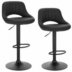 EUGAD Barhocker (2 St), 2er-Set 360° drehbar stufenlos höhenverstellbar mit Rückenlehne aus Kunstleder und Stahl Dunkelbraun Anthrazit, Grau -Eugad Möbel Einkaufen 457b9830 11aa 5ff0 865a f1eb9ce6ee16