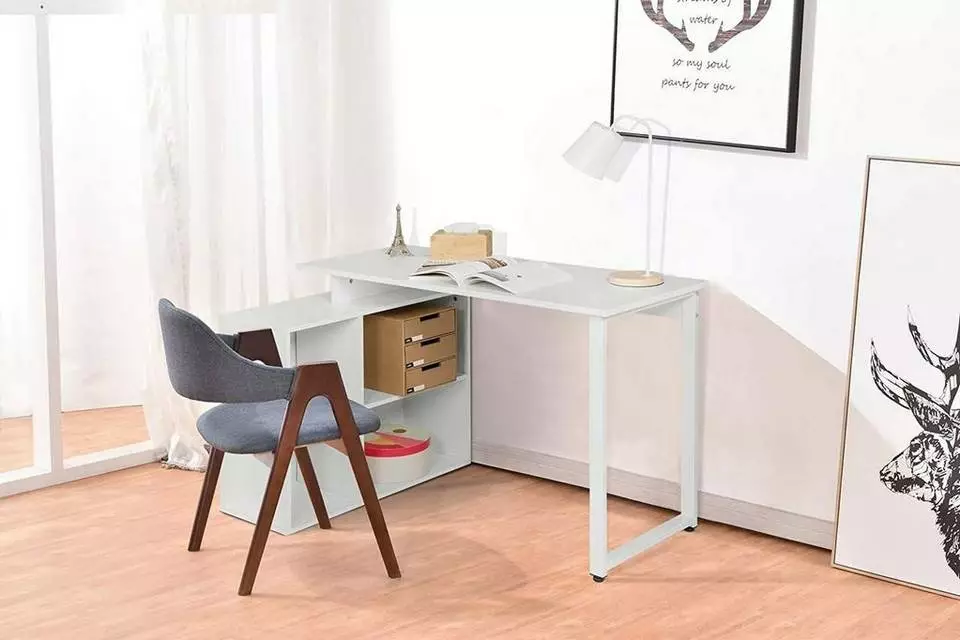 EUGAD Schreibtisch, mit Ablagen Holz 116x75x80cm Dunkelbuche Helleiche, Weiß 16 EUGAD Schreibtisch, mit Ablagen Holz 116x75x80cm Dunkelbuche Helleiche, Weiß – Bild 16