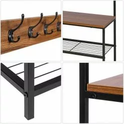 EUGAD Garderobenständer, (1 St), Kleiderständer, mit Haken, Schuhbank, Dunkelbraun -Eugad Möbel Einkaufen 4624ed60 7ff2 5f00 89a3 96e206c10905