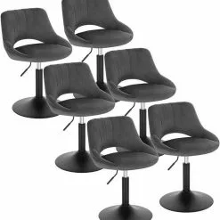 EUGAD Barhocker (6 St), Barstuhl Barsessel Sessel Loungesessel höhenverstellbar Clubsessel Cocktailsessel Drehsessel Samt Sitzhöhe 40–55 cm Rosa Dunkelgrau, Schwarz -Eugad Möbel Einkaufen 46690a4a 7acc 4b14 b86c 1ddc85c829e2
