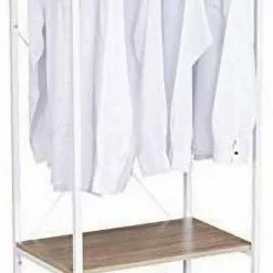 EUGAD Kleiderständer, Garderobenständer mit 2 Ablagen Holz Metall Schwarz-Hell Eiche Schwarz-Vintage, Weiß-Eiche -Eugad Möbel Einkaufen 4708c5d4 907e 590b 8e56 c96b13cbda53