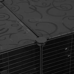 EUGAD Freigehege, mit Bodenplatten Kaninchen Hasen Meerschweinchen Welpenauslauf Laufgitter mit Tür&Treppe Doppelstöckig DIY Schwarz 38 Platten (35x35cm/Platte) 145x75x75 cm -Eugad Möbel Einkaufen 473bcf81 dea4 520c b07f 505c2205a467