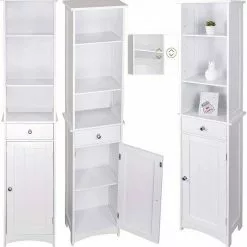EUGAD Hochschrank Badschrank Eckschrank, Breite/Höhe: 23/165 cm, Holz, mit 1 Schubkasten -Eugad Möbel Einkaufen 47e87b24 8400 54cc 9a4d 05ff9fdcf15b