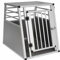 EUGAD Tierreisebox, Hundetransportbox Alu Hundebox Autobox Reisebox für mittlere Hund Border Collie Englische Bulldogge Shetland Sheepdog Standard Schnauzer Englischer Springer Spaniel 75x55x66 cm