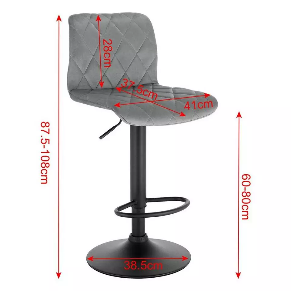 EUGAD Barhocker (2 St), Barhocker Drehstuhl Tresenhocker Barstuhl, Sitzfläche aus Samt mit Rücklehne Höhenverstellbar 3 EUGAD Barhocker (2 St), Barhocker Drehstuhl Tresenhocker Barstuhl, Sitzfläche aus Samt mit Rücklehne Höhenverstellbar – Bild 3