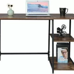 EUGAD Schreibtisch (1-St), Computertisch Bürotisch mit Ablage, 120x60x76cm, Holz Vintage -Eugad Möbel Einkaufen 4a2b3b93 6141 5385 a559 259f4c169707