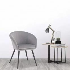 EUGAD Esszimmerstuhl, mit Armlehne, Retro Design, Samt, Metall Dunkelgrau Hellgrau, Schwarz -Eugad Möbel Einkaufen 4a66ab54 6ee0 5eea 9df7 c1db8d5ef81b