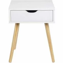 EUGAD Nachttisch, Beistelltisch mit Schublade Nachtkommode, Holzbeine MDF, Grau Wei&szlig; -Eugad Möbel Einkaufen 4abe806b a3e6 54b2 ac8f aa28c5a8e9ad