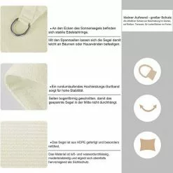 EUGAD Sonnensegel »0211ZYF«, Sonnenschutz Terrasse HDPE Dreieckig Creme -Eugad Möbel Einkaufen 4b222791 6091 5c0c 9562 9d1e206072c6