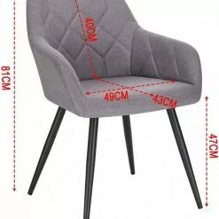 EUGAD Esszimmerstuhl, Polsterstuhl Leinen,mit Armlehnen Metallbeinen Dunkelgrau, Hellgrau -Eugad Möbel Einkaufen 4b465380 c2be 5c8b 8646 38d31f3f7744