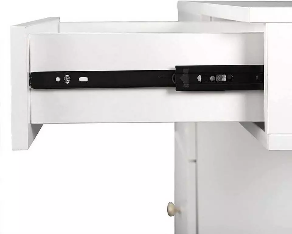 EUGAD Schminktisch (1-St), Schminktisch mit Hocker und Spiegel, Frisiertisch mit 4 Schubladen und Kosmetiktisch Frisierkommode für Schlafzimmer, Weiß Gold 8 EUGAD Schminktisch (1-St), Schminktisch mit Hocker und Spiegel, Frisiertisch mit 4 Schubladen und Kosmetiktisch Frisierkommode für Schlafzimmer, Weiß Gold – Bild 8