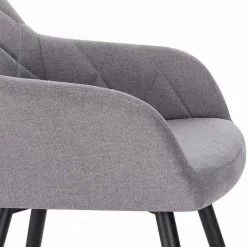 EUGAD Esszimmerstuhl (4 Stück), Wohnzimmerstuhl aus Leinen Polsterstuhl mit Armlehnen und Rückenlehne schwarze Gestell aus Metall Hellgrau Dunkelgrau -Eugad Möbel Einkaufen 4b863a80 68e4 5a45 93e3 164ee71fd174