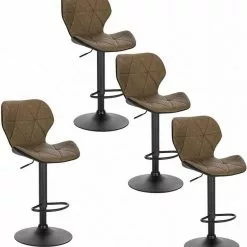 EUGAD Barhocker, 4er-Set mit Rückenlehne aus Kunstleder Metall Braun Anthrazit, Dunkelbraun, Grau
