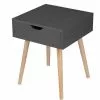 EUGAD Nachttisch, Beistelltisch mit Schublade Nachtkommode, Holzbeine MDF, Grau Wei&szlig;