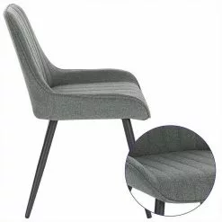 EUGAD Polsterstuhl (2 Stück), Esszimmerstühle aus Leinen mit stabilen Metallbeinen, mit Rückenlehne und gepolsterter Sitzfläche Dunkelgrau, Hellgrau -Eugad Möbel Einkaufen 4dd4b7b7 2f91 50ac a7fc 4942b2a19774