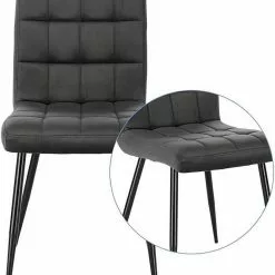 EUGAD Esszimmerstuhl (4 Stück), Polsterstuhl Wohnzimmerstuhl Samtstuhl Sessel mit Rückenlehne, Metallbeine, Sitzfläche aus Samt, Blau Creme, Dunkelgrau, Hellgrau, Rosa -Eugad Möbel Einkaufen 4df08bb0 8e36 46d2 8292 a0547e95d3a0