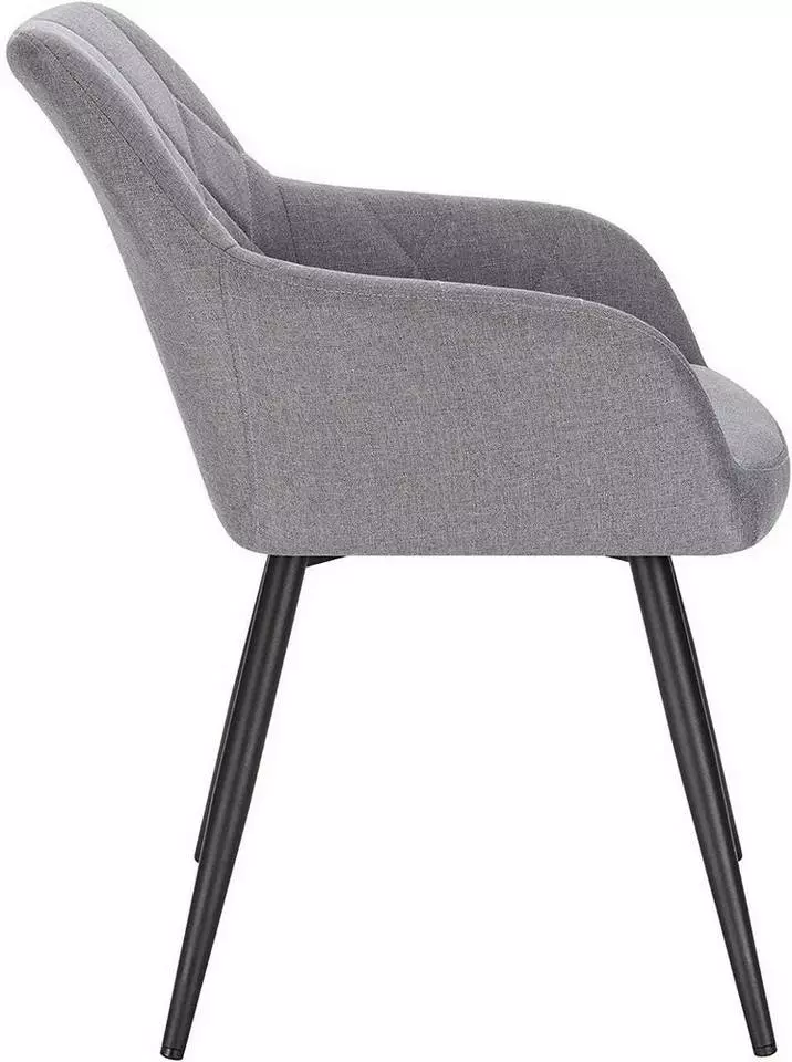 EUGAD Esszimmerstuhl (1 Stück), Wohnzimmerstuhl aus Leinen Polsterstuhl mit Armlehnen und Rückenlehne schwarze Gestell aus Metall Hellgrau Dunkelgrau 5 EUGAD Esszimmerstuhl (1 Stück), Wohnzimmerstuhl aus Leinen Polsterstuhl mit Armlehnen und Rückenlehne schwarze Gestell aus Metall Hellgrau Dunkelgrau – Bild 5