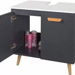 EUGAD Waschbeckenunterschrank Badschrank Unterschrank mit 2 Türe Weiß Grau, Schwarz, Wei&szlig; -Eugad Möbel Einkaufen 4ec390de 51b2 55e0 b1df 230214000b87