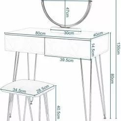 EUGAD Schminktisch (1-St), Frisiertisch mit Hocker und Spiegel, 360° schwenkbar Schminkspiegel, Kosmetiktisch mit 2 Schubladen, gepolsterte Samthocker, 3D Effekt Schublade, Weiß und golden -Eugad Möbel Einkaufen 4ee7af3f 6f18 4c00 8cc8 7ed08a2e64c5