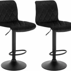 EUGAD Barhocker, 2er-Set Barstühle, Bezug in Samt Schwarz