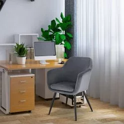 EUGAD Polsterstuhl (1 Stück), Küchenstuhl Samt Stuhl Sessel mit Armlehne, Metallbeine, für Esszimmer Wohnzimmer, Schwarz Dunkelgrau -Eugad Möbel Einkaufen 4f58c078 64fe 472c 815f cb9e8df6031d