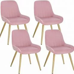 EUGAD Esszimmerstuhl, 4 Stücke Retro Küchenstuhl Sitzfläche aus Samt mit Metallbeine Dunkelgrün Bordeaux, Dunkelgrau, Dunkelgrün, Hellgrau, Rosa, Schwarz -Eugad Möbel Einkaufen 50be9346 b29a 564c 9bc6 220d18cd2a11