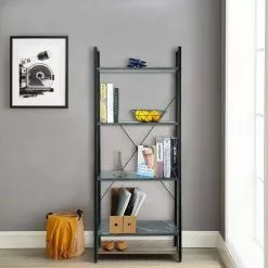 EUGAD Bücherregal, Standregal Bücherregal Metallregal Leiterregal Stufenregal Multifunktionale Regal Industrie Design MDF Metall Schwarz+schwarzer Marmor Golden+Weißer Marmor, Vintage -Eugad Möbel Einkaufen 50cae883 c249 523a 93c7 effc975f81da