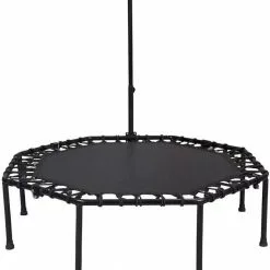 EUGAD Fitnesstrampolin, Fitness Trampolin Indoor Faltbar Ø 126cm mit höhenverstellbarem Haltegriff, leise Gummiseilfederung, belastbar bis 120 kg Grün, Schwarz