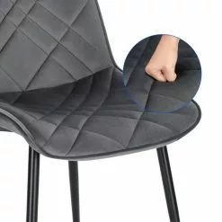 EUGAD Esszimmerstuhl (2 Stück), Küchenstuhl, Polsterstuhl Stuhl,Wohnzimmerstuhl ohne Armlehne, Metallbeine, Samt, Hellgrau Dunkelgrau, Schwarz -Eugad Möbel Einkaufen 533f39d2 3963 46c5 8e5b 21dcdf123085