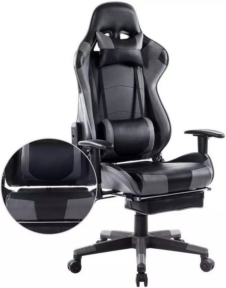 EUGAD Gaming Chair, Bürostuhl Schreibtischstuhl, Kunstleder, mit Ledenkissen Kopfstütze einstellbaren Armlehnen Weiß Grau, Rot, Weiß 13 EUGAD Gaming Chair, Bürostuhl Schreibtischstuhl, Kunstleder, mit Ledenkissen Kopfstütze einstellbaren Armlehnen Weiß Grau, Rot, Weiß – Bild 13