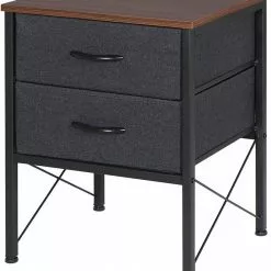 EUGAD Nachttisch (1-St), mit 2 Schubladen Couchtisch Beistelltisch für Wohnzimmer Nachtkommode Nachtschrank für Schlafzimmer industrieller Stil