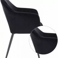 EUGAD Polsterstuhl (1 Stück), Küchenstuhl Samt Stuhl Sessel mit Armlehne, Metallbeine, für Esszimmer Wohnzimmer, Schwarz Dunkelgrau -Eugad Möbel Einkaufen 54b53f6f 4287 5ed0 9e41 e8fcd10e464f