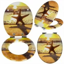 EUGAD WC-Sitz (1-St), Toilettensitz, WC Sitz mit Absenkautomatik, MDF, Holz, Softclose Scharnier Gr&uuml;ne Bl&auml;tter, Holzfarbe, Lilie, Seestern, Seestern Am Strand, Seestern Sonnenuntergang, Stone, &lrm;Lila Blume und Stones -Eugad Möbel Einkaufen 54c6143e d15e 46b6 ae2e 6aa265c567f4