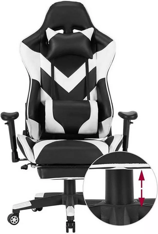 EUGAD Gaming Chair, Bürostuhl, Gaming Stuhl, Kunstleder, mit einstellbaren Armlehnen Rot Blau, Schwarz, Weiß 28 EUGAD Gaming Chair, Bürostuhl, Gaming Stuhl, Kunstleder, mit einstellbaren Armlehnen Rot Blau, Schwarz, Weiß – Bild 28