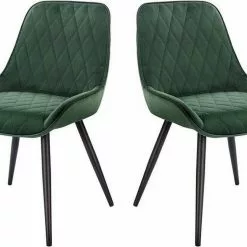 EUGAD Esszimmerstuhl (2 Stück), Polsterstuhl Küchenstuhl Wohnzimmerstuhl mit Rückenlehne, Sitzfläche aus Samt, Retrostuhl mit Metallbeine für Esszimmer Wohnzimmer, Schwarz Dunkelgrau, Dunkelgrün -Eugad Möbel Einkaufen 567fc2c4 3b84 5567 8568 d14c292ddec7